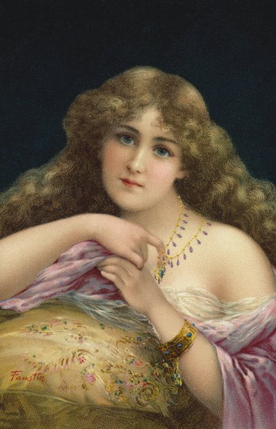 genç bir kadın portresi by Faustin b.1847 Faustin b.1847