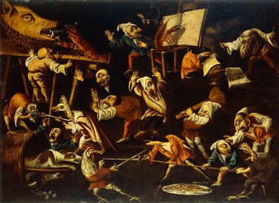 Hayali Hayvanlar ve Cüceler Dövüşüyor, İçiyor ve Alemde by Faustino Bocchi or Boccasi