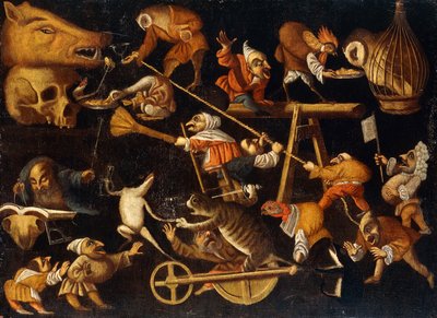 Hayali Hayvanlar ve Cüceler Dövüşüyor, İçiyor ve Alemde by Faustino Bocchi or Boccasi