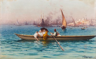 Kayık üzerinde eğlence by Fausto Zonaro