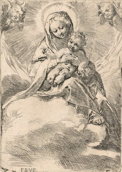 Bakire bir bulutun üzerinde oturuyor, 1580-84. by Federico Barocci
