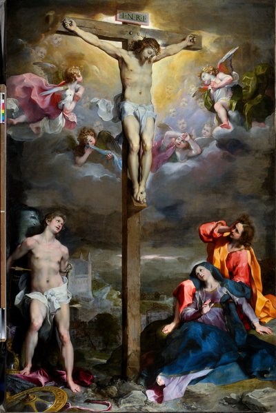Meryem Ana, Evangelist Aziz John ve Aziz Sebastian ile Mesih'in Çarmıha Gerilmesi by Federico Fiori Barocci or Baroccio