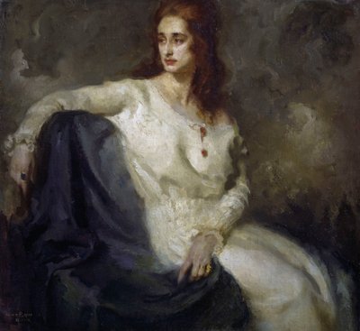 Beyazlı kadın (Dama in bianco) 1915 (tuval üzerine yağlı boya) by Federico Guglielmo Jehuda Pollack