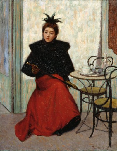 Kafede, Federico Zandomeneghi (1841-1917), tuval üzerine yağlı boya, 41x33 cm by Federigo Zandomeneghi