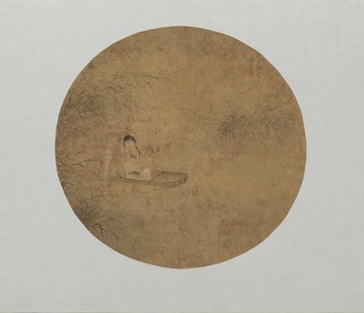 Teknede Flüt Çalan Bayan by Fei Danxu