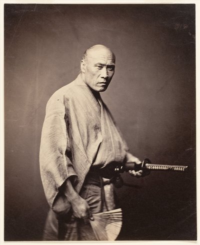 Samuray, Yokohama (1864-65) (gümüş baskılı albüm) by Felice (1825 c.1908) Beato