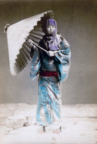 Museme, kış kostümlü kadın, Japonya, 1882 by Felice Beato