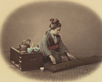 Çay Seti Koto Oynayan Kadın, ca. 1860. by Felice Beato