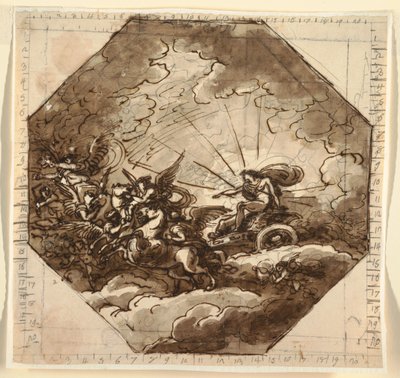 Aurora, Ottogonale Odası, Palazzo Milzetti, Faenza ile Arabasında Apollo by Felice Giani