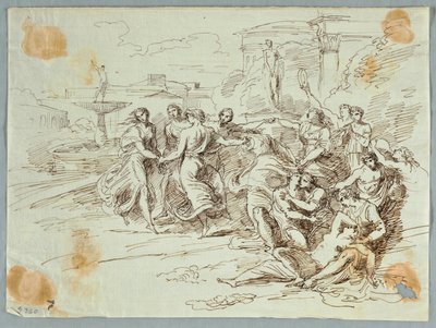 Dans Eden Figürlerin Çemberi ile Bacchanalian Sahnesi by Felice Giani