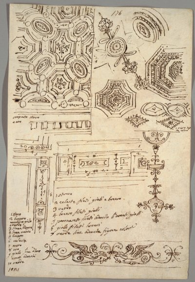 Dekoratif Motifler; Verso: Anatomik Çalışmalar by Felice Giani