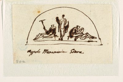 Apollo, Mnemosyne ve Jove ile Lunette için Tasarım by Felice Giani