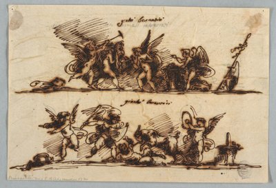 Putti ile İki Friz için Tasarım by Felice Giani