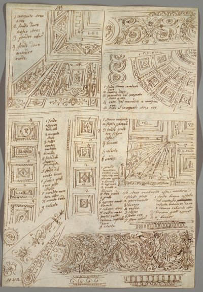 Tavanların Dört Dekoratif Çalışması; Verso: Anatomik Çalışmalar by Felice Giani