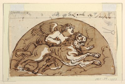 Leo, Tavan için Lunette, Sekizgen Oda, Palazzo Milzetti, Faenza by Felice Giani