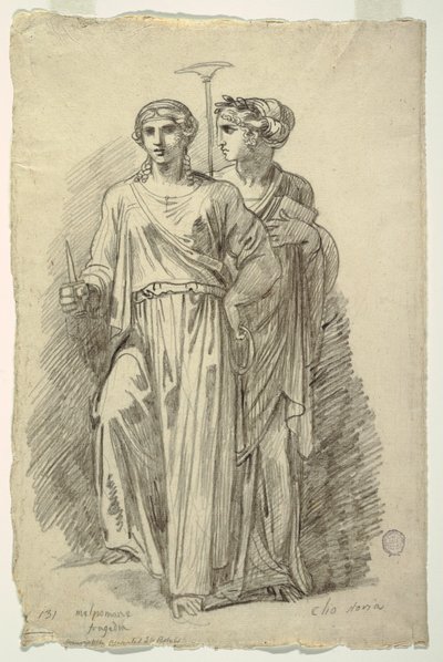 Melpomene, Trajedi İlham Perisi ve Clio, Tarih İlham Perisi by Felice Giani