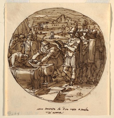Numa Mezarından Kitapların Alınması, Numa Pompilius Salonu, Palazzo Milzetti, Faenza by Felice Giani