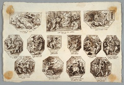 Romulus ve Remus, Sala delle Origini di Roma, Faenza için On Üç Tablo by Felice Giani