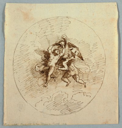 Silahlı İki Uçan Putti by Felice Giani