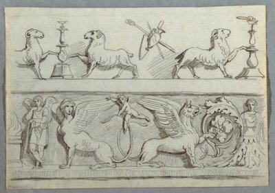 Koç, Şamdan, Kupa ve Putti ile İki Friz by Felice Giani