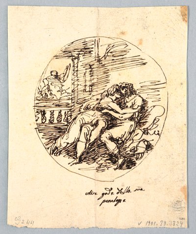 Ulysses ve Penelope Birbirlerini Kucaklarken by Felice Giani