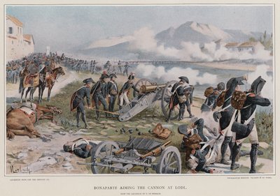 Bonaparte aiming the cannon at Lodi  by Felicien baron de Myrbach Rheinfeld