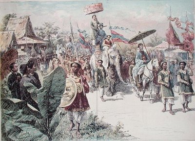 Hanoi Valisi Korteji, 1870-80 dolayları (renkli taş) by Felicien baron de Myrbach Rheinfeld
