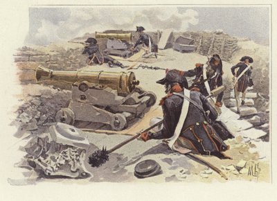 Niğbolu harabeleri arasında yerlerini alan askerler by Felicien baron de Myrbach Rheinfeld