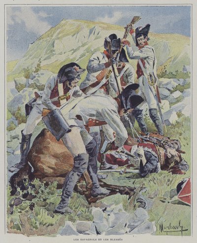 İspanyol askerleri yaralı askerleri öldürdü by Felicien baron de after Myrbach Rheinfeld