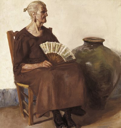 Oturan kadın, 20. yüzyıl (tuval üzerine yağlıboya) by Felipe Abarzuza y Rodriguez de Arias