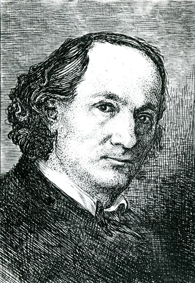 Charles Baudelaire (1821-67) (gravür) (s/b fotoğraf) by Felix (after) Bracquemond