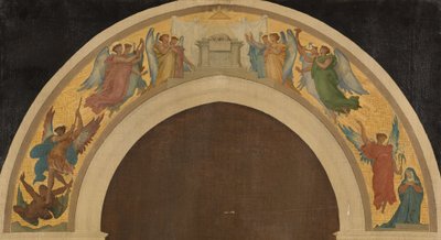 Trinity Kilisesi için taslak: Paskalya Kuzusu. Tapınan melekler grubu. Baş melek Aziz Mikail şeytanın üstesinden gelirken. Müjde. Aziz Paul. Aziz Petrus, 1864 civarı (tuval üzerine yağlıboya) by Felix A.M. (after) Jobbe-Duval
