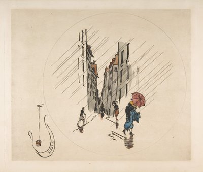 Tabak Dekorasyonu: Yağmur, 1870. by Felix Bracquemond