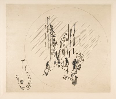 Tabak Dekorasyonu: Yağmur, 1870. by Felix Bracquemond