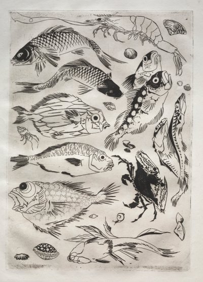 Akşam Yemeği Servisi (Rousseau servisi): Balık (no. 24) by Felix Bracquemond