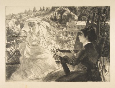 La Terrasse de la VIlla Brancas, 1876. by Felix Bracquemond