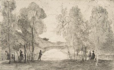 Bois de Boulogne gölü, 1858 civarında. by Felix Bracquemond