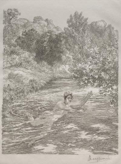 Yüzücü, c. 1860-70. by Felix Bracquemond