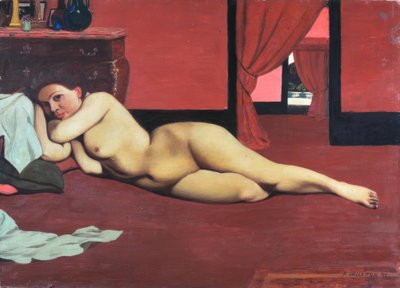 kırmızı salonda çıplak by Felix Edouard Vallotton