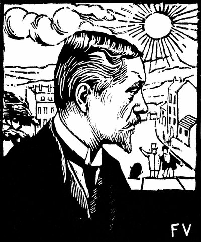 Otoportre. Felix Edouard Vallotton (1865-1925), 1890 dolaylarında gravür. Özel koleksiyon. by Felix Edouard Vallotton