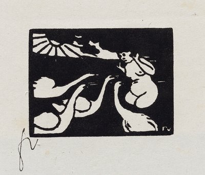 Kuğulu Yüzücü, "Les Petites Baigneuses"den X, 1893 by Felix Edouard Vallotton