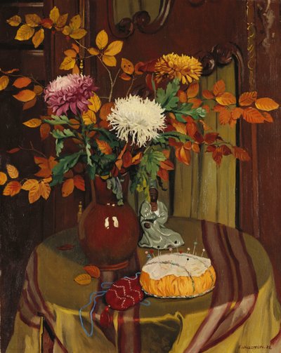Krizantemler ve Sonbahar Yaprakları; Kasımpatı ve Sonbahar Yaprakları, 1922 by Felix Edouard Vallotton
