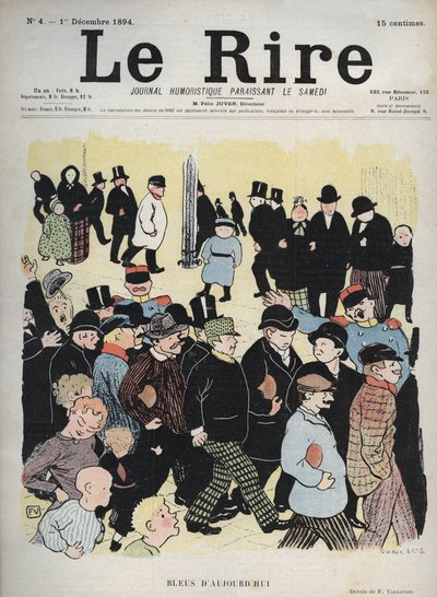 “Le Rire” gazetesinin kapağı, n°4, 1 Aralık 1894: Bugünün mavileri - çizim Felix Vallotton by Felix Edouard Vallotton