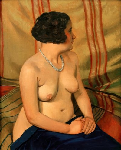 Femme au collier bleu (mavi kolyeli kadın) by Felix Edouard Vallotton