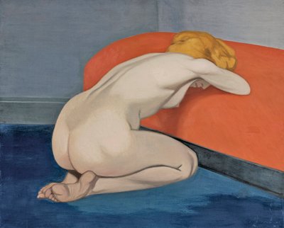Kırmızı bir kanepenin önünde diz çökmüş çıplak kadın Vallotton, Felix Edouard (1865-1925) by Felix Edouard Vallotton