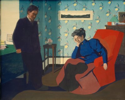 Kırmızı koltuk iç ve rakamlar by Felix Edouard Vallotton