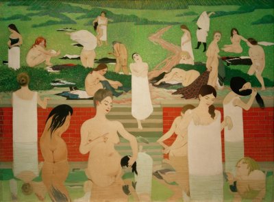 Yaz akşamı banyo by Felix Edouard Vallotton