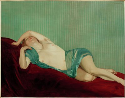 Yeşil bir eşarp ile çıplak by Felix Edouard Vallotton