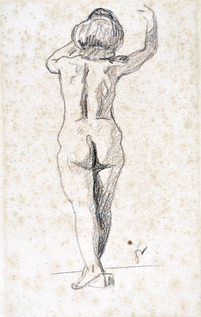 Nu de dos - Felix Vallotton (1865-1925), kağıt üzerine grafit (28x18 cm), 20. yüzyılın başları - Saint Roch bakımevi müzesi, Issoudun - Zorunlu söz by Felix Edouard Vallotton