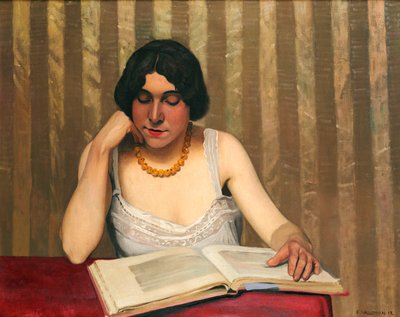 Sarı Kolyeli Okuyucu, 1912 by Felix Edouard Vallotton